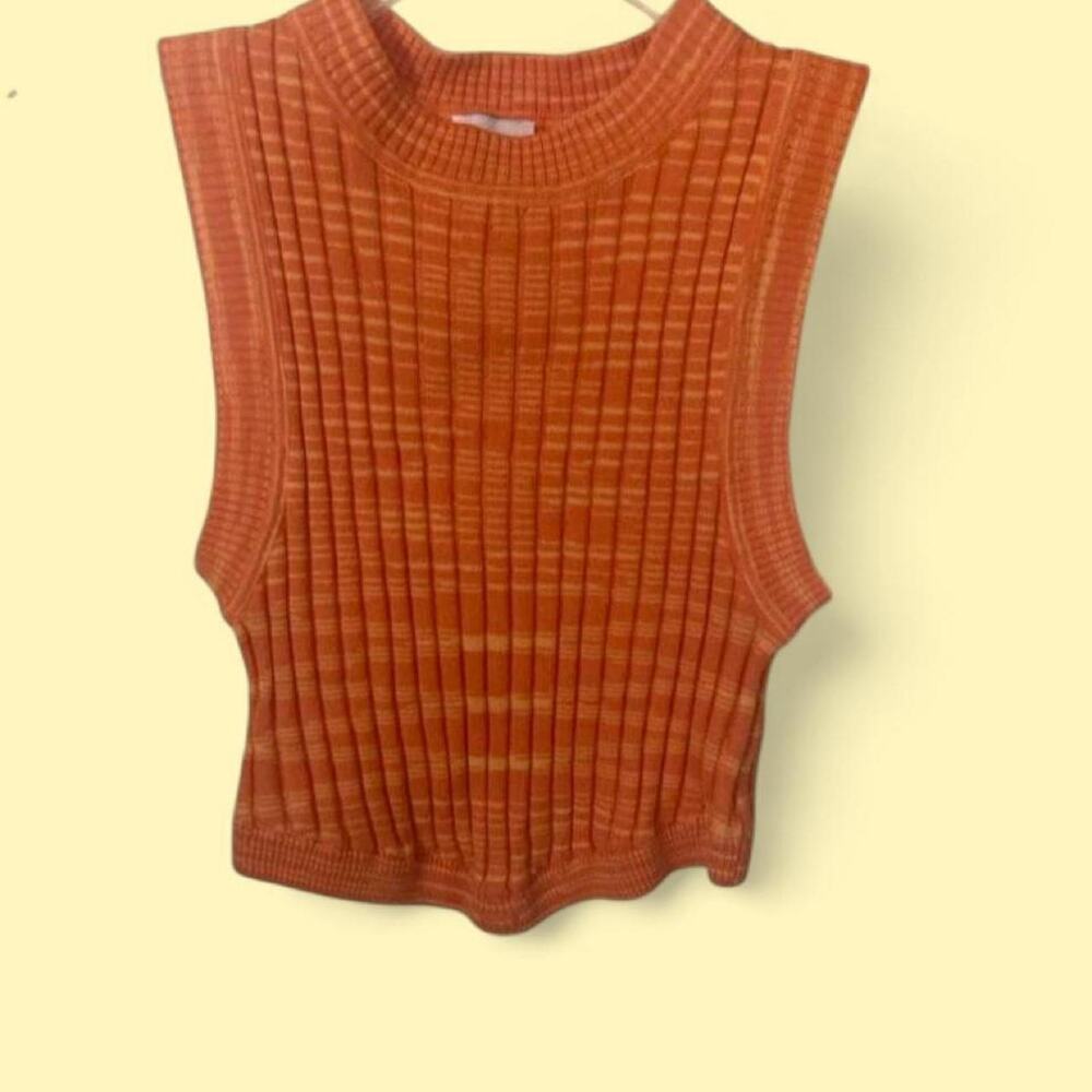 Orange ribbed knit crop top